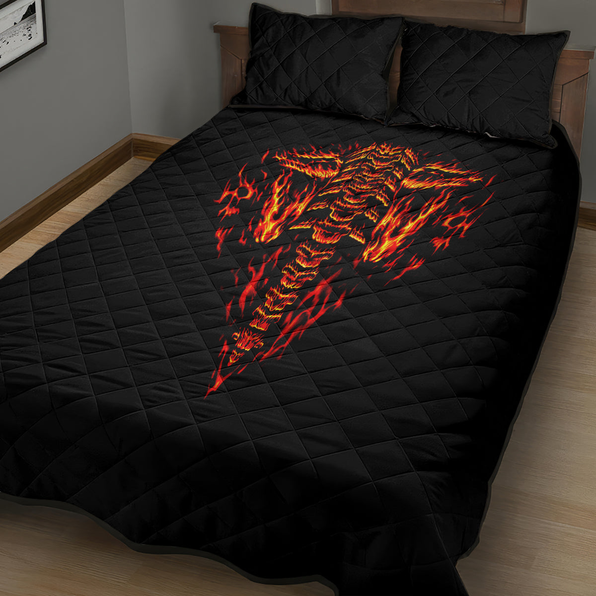 Flame Skull Quilt Bed Set SKull Face Inside Me - Wonder Print Shop