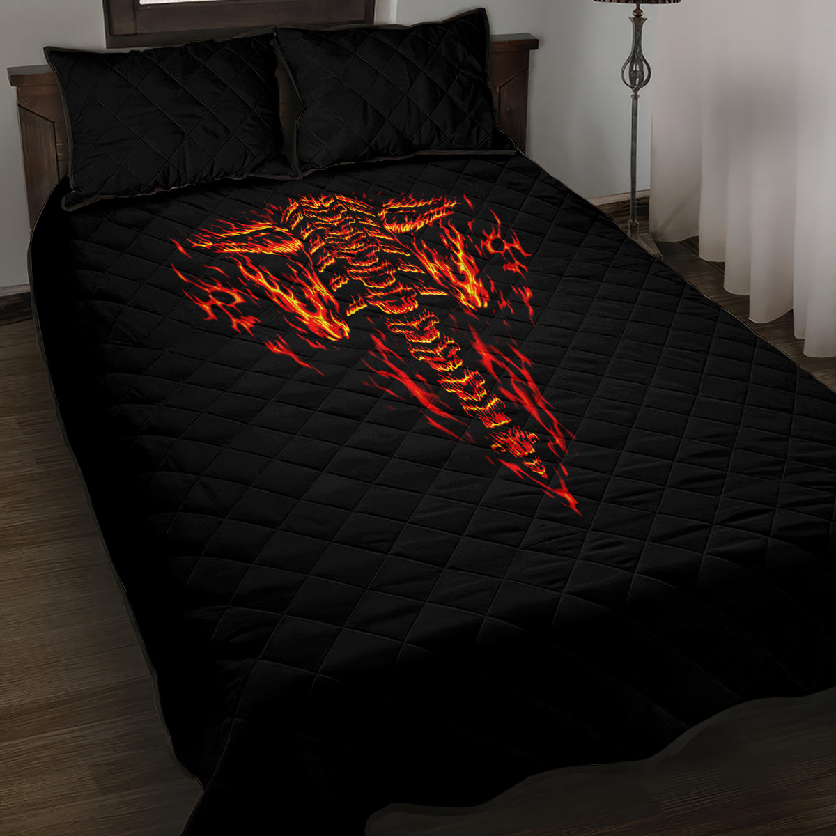 Flame Skull Quilt Bed Set SKull Face Inside Me - Wonder Print Shop