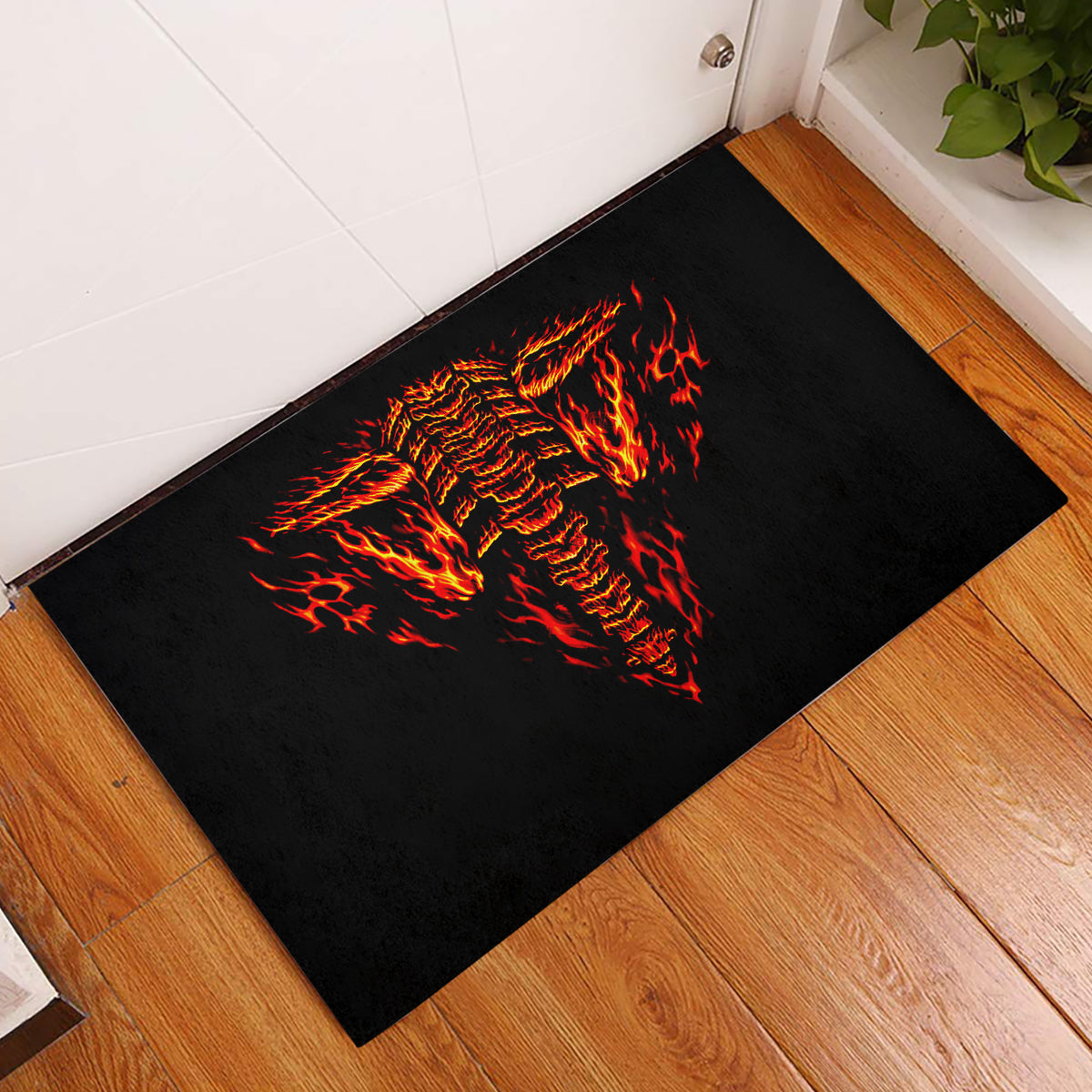 Flame Skull Rubber Doormat SKull Face Inside Me - Wonder Print Shop
