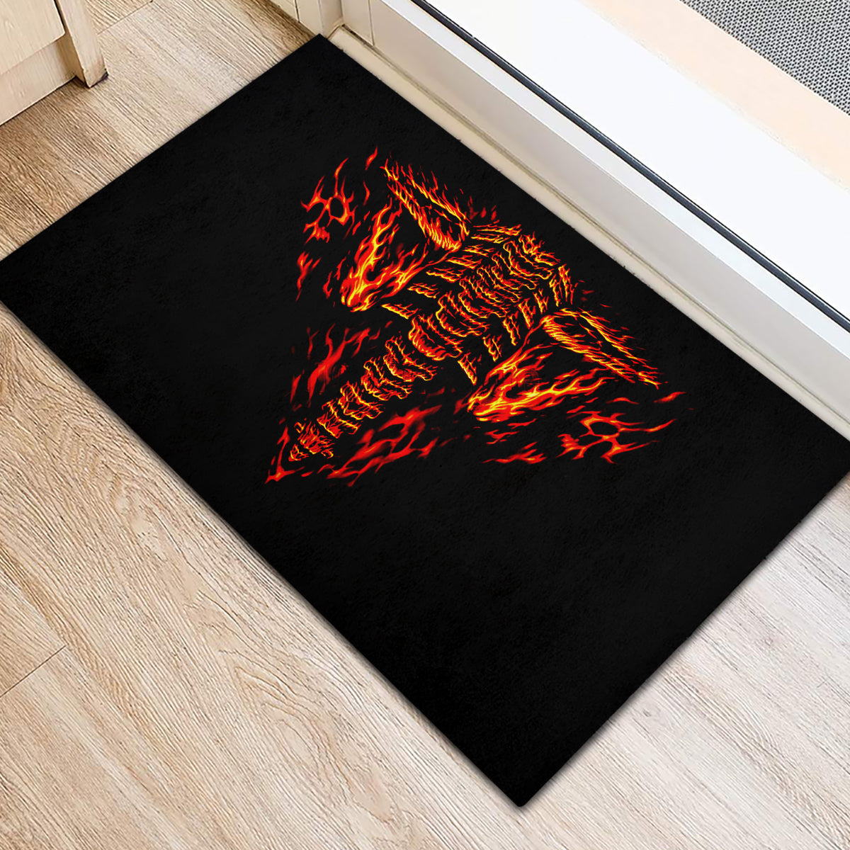 Flame Skull Rubber Doormat SKull Face Inside Me - Wonder Print Shop