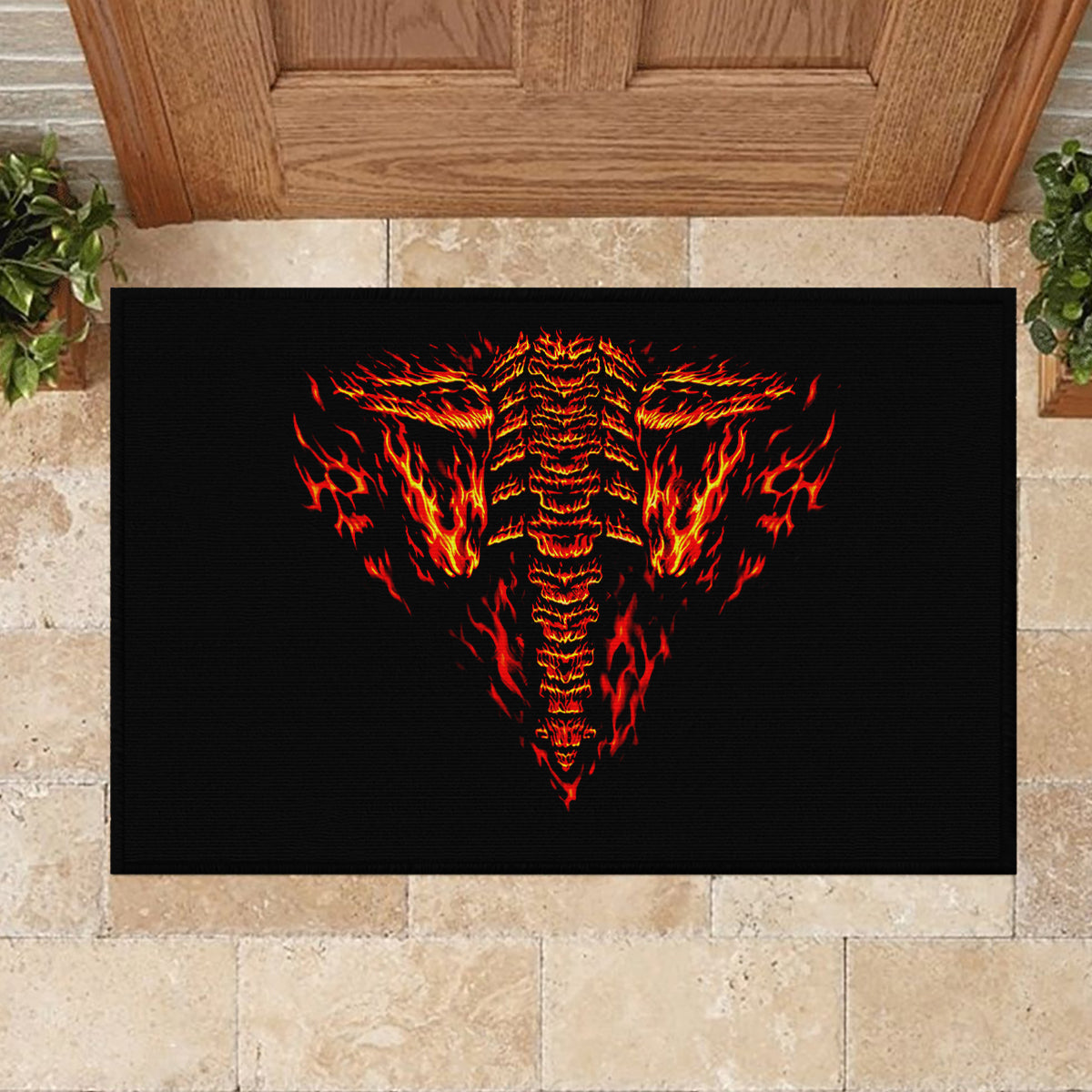 Flame Skull Rubber Doormat SKull Face Inside Me - Wonder Print Shop