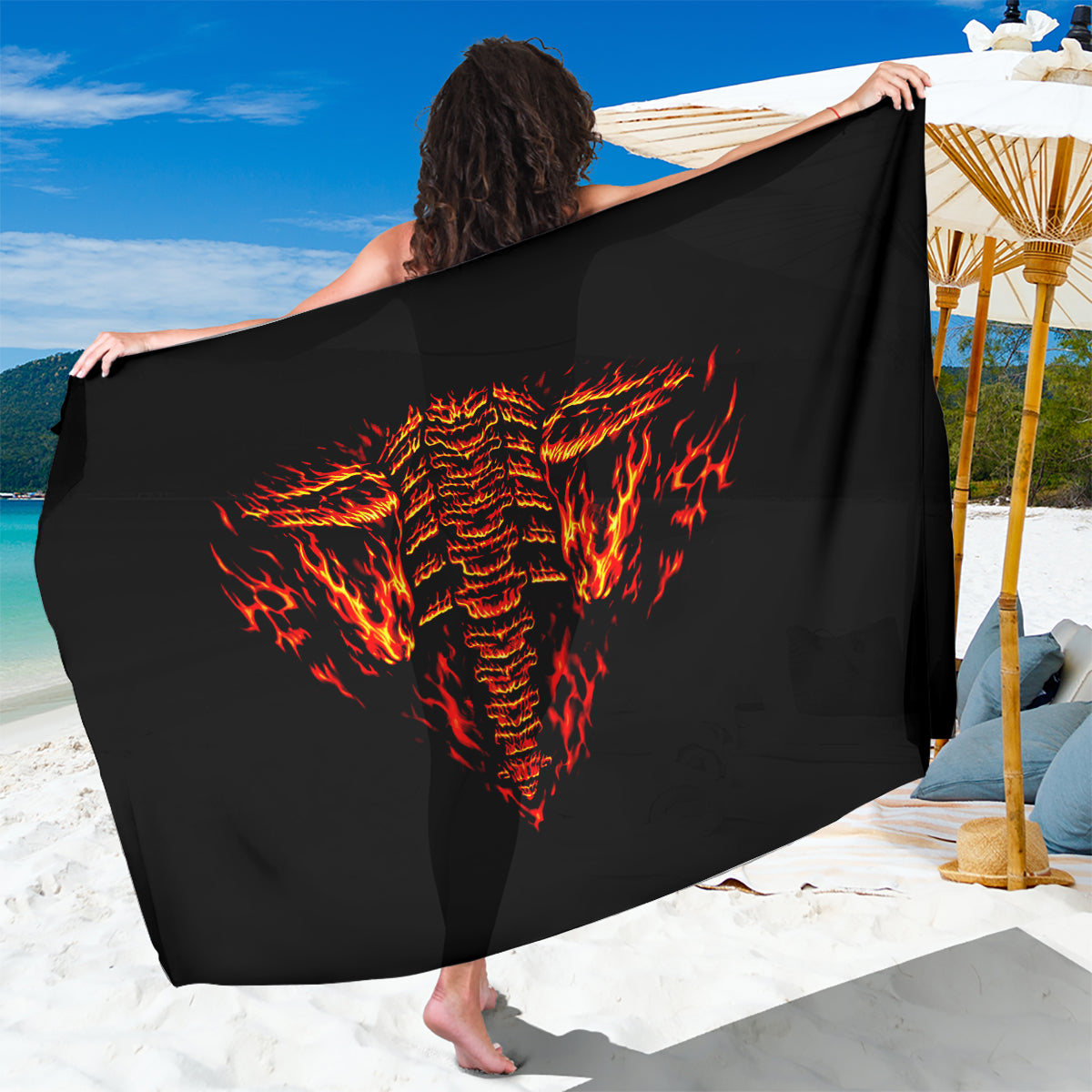 Flame Skull Sarong SKull Face Inside Me - Wonder Print Shop