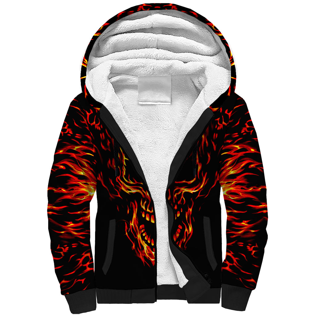 Flame Skull Sherpa Hoodie SKull Face Inside Me - Wonder Print Shop