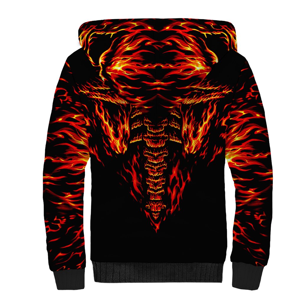 Flame Skull Sherpa Hoodie SKull Face Inside Me - Wonder Print Shop