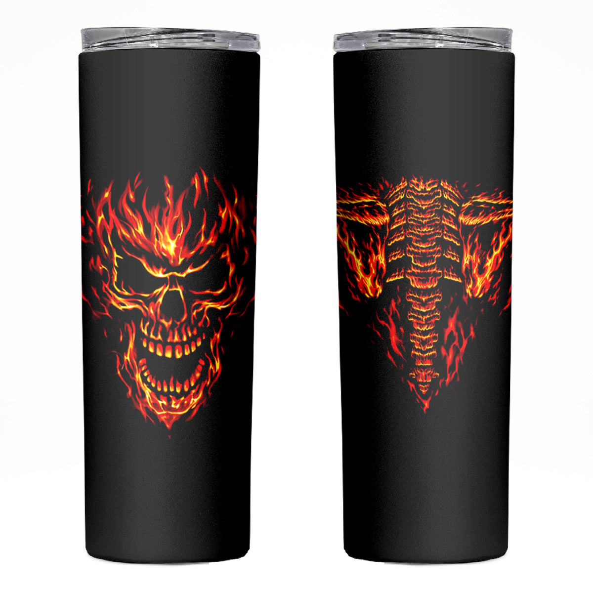 Flame Skull Skinny Tumbler SKull Face Inside Me - Wonder Print Shop