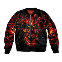 Flame Skull Sleeve Zip Bomber Jacket SKull Face Inside Me - Wonder Print Shop