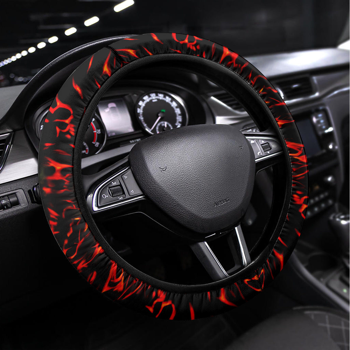 Flame Skull Steering Wheel Cover SKull Face Inside Me - Wonder Print Shop