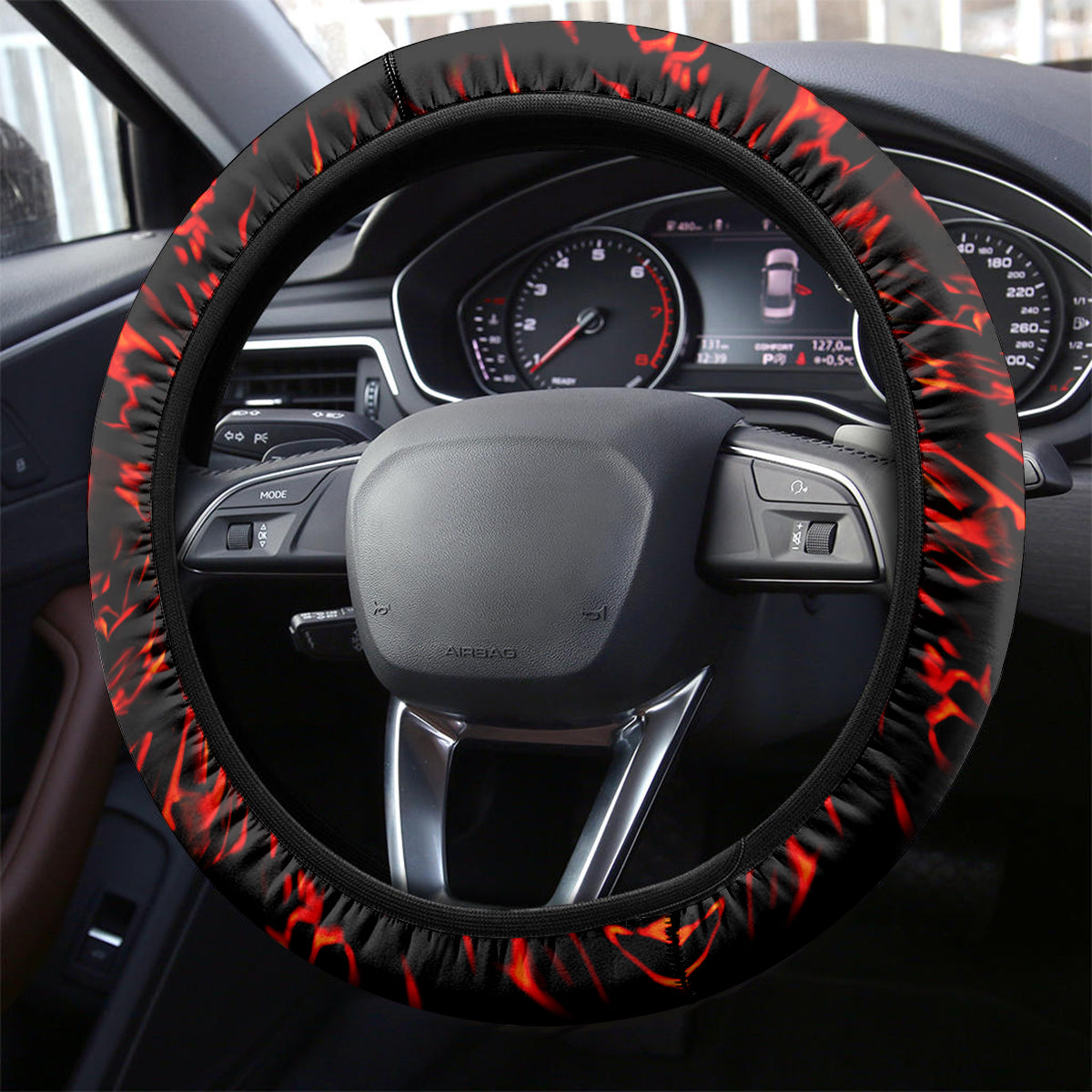 Flame Skull Steering Wheel Cover SKull Face Inside Me - Wonder Print Shop