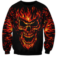 Flame Skull Sweatshirt SKull Face Inside Me - Wonder Print Shop