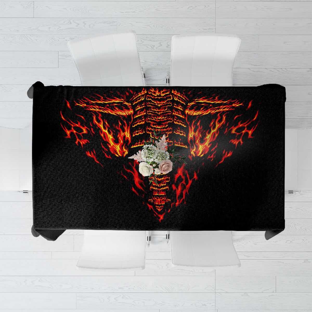 Flame Skull Tablecloth SKull Face Inside Me - Wonder Print Shop
