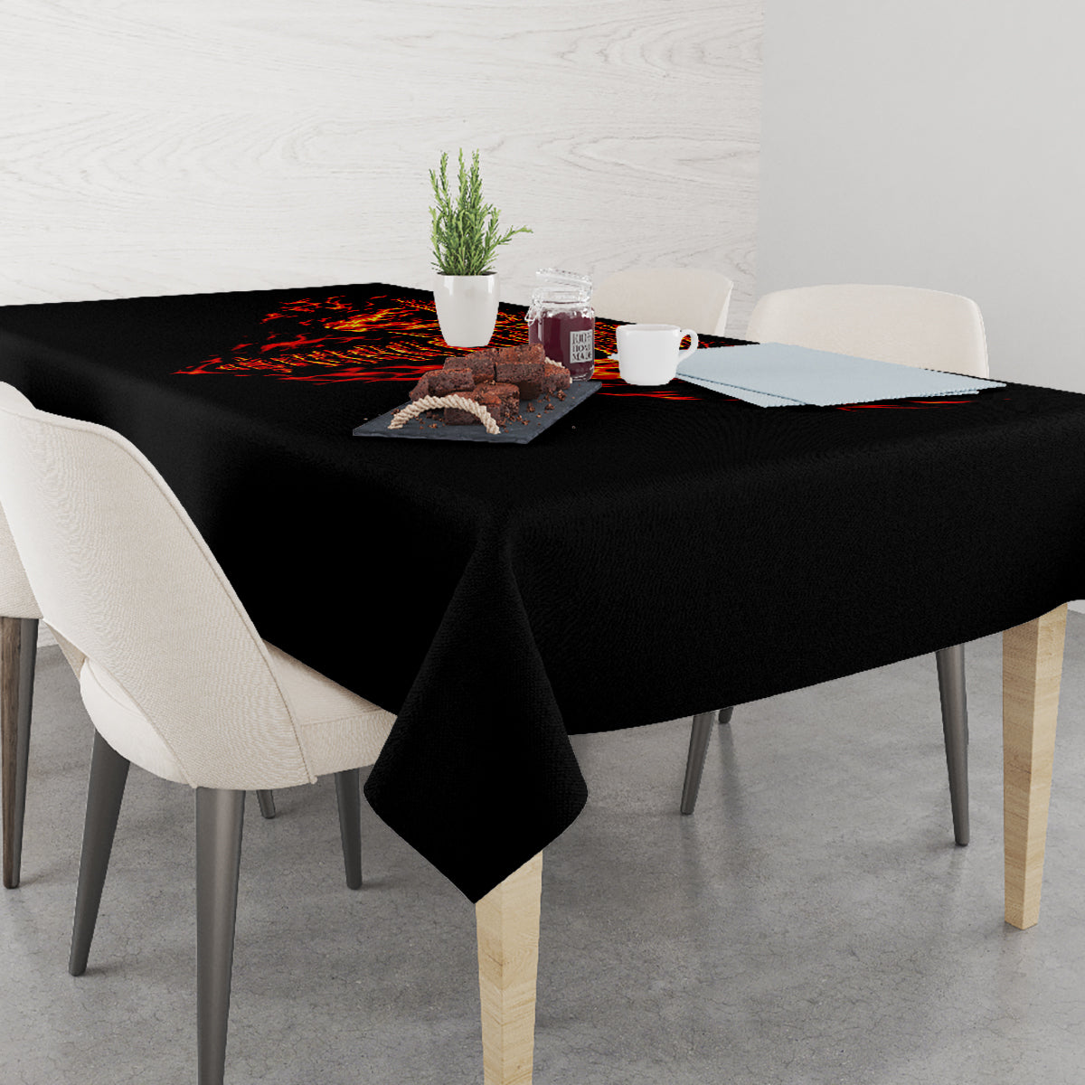 Flame Skull Tablecloth SKull Face Inside Me - Wonder Print Shop