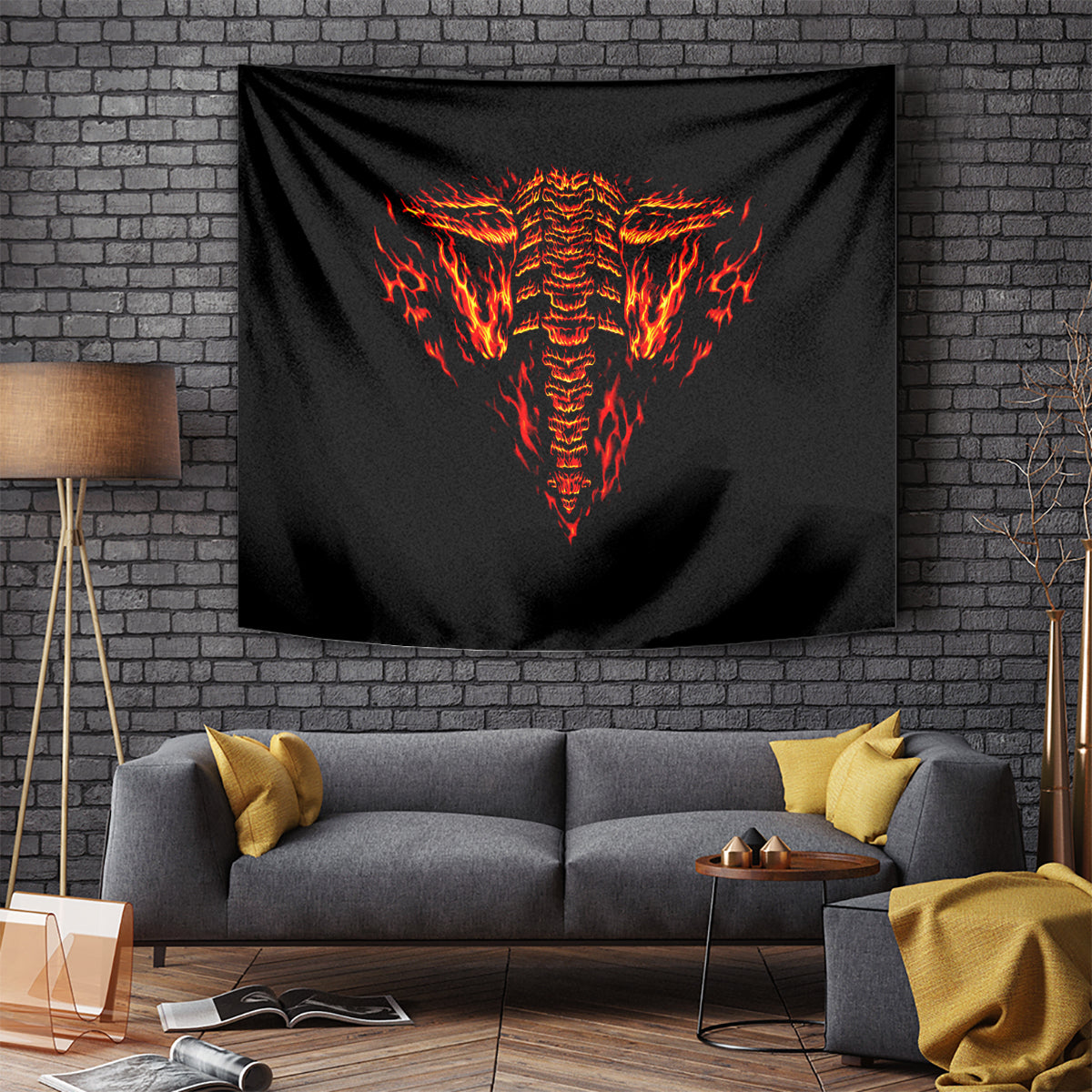 Flame Skull Tapestry SKull Face Inside Me - Wonder Print Shop