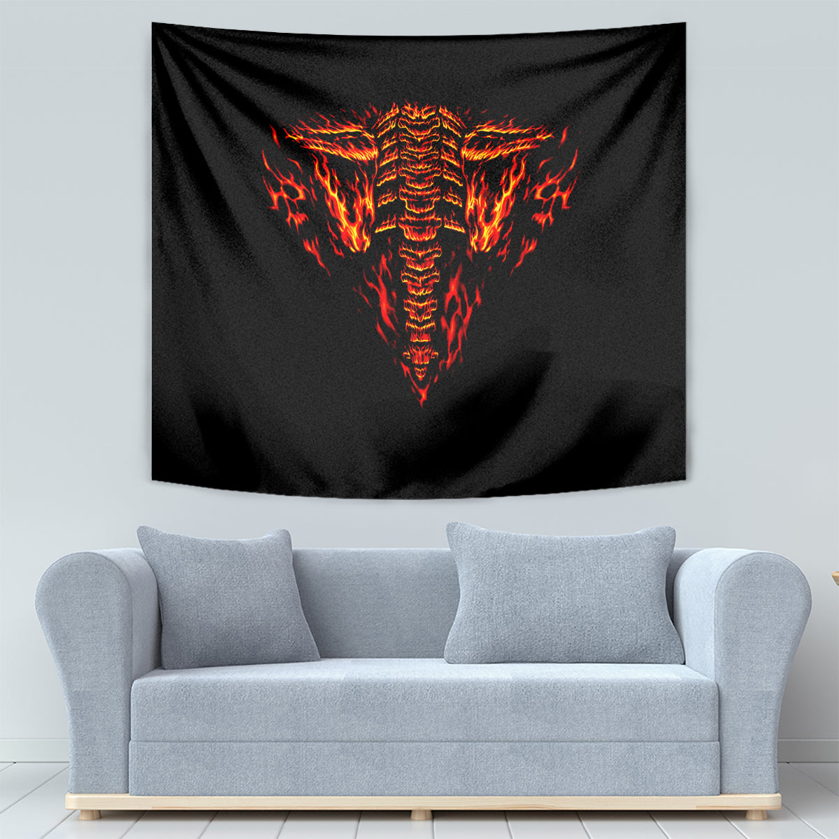 Flame Skull Tapestry SKull Face Inside Me - Wonder Print Shop