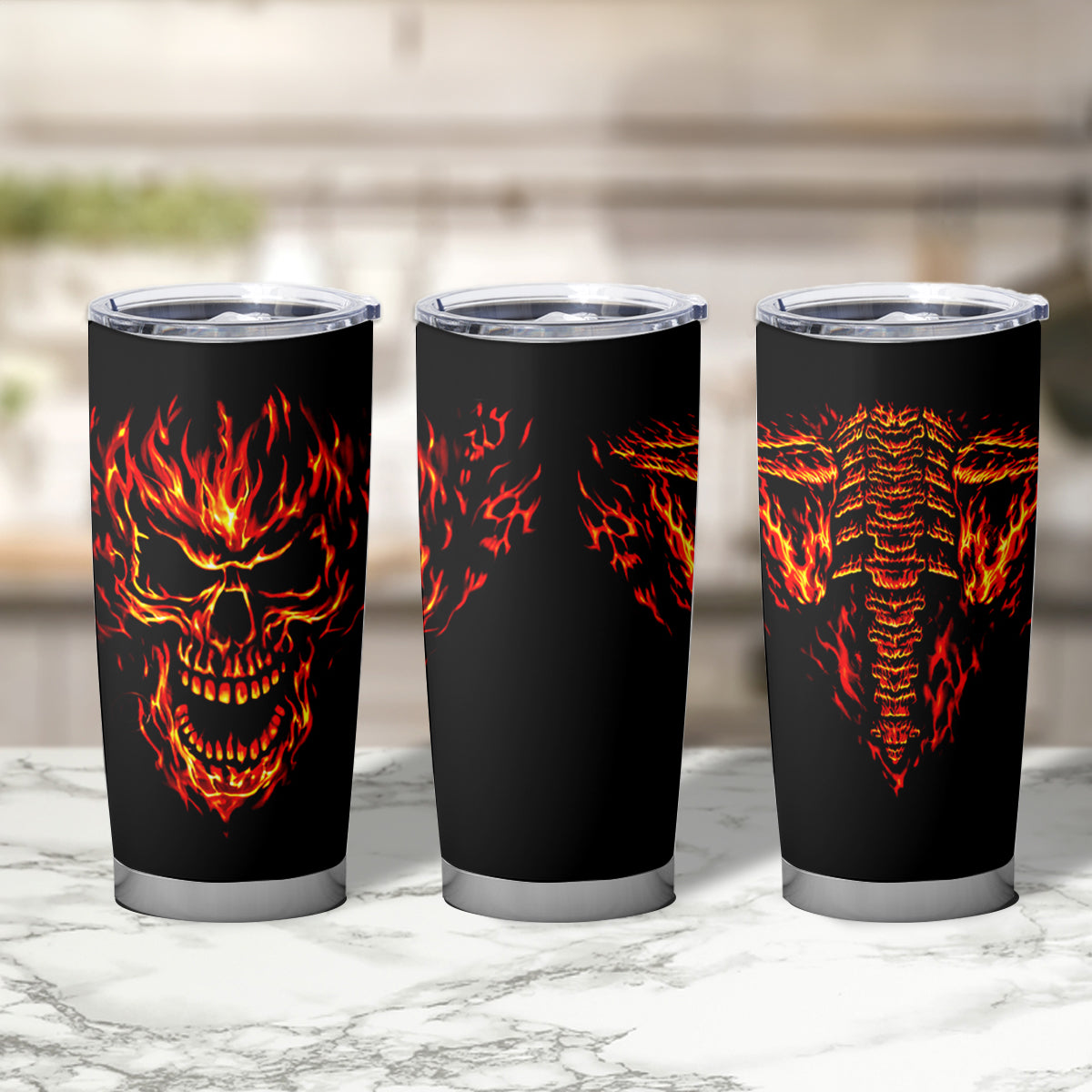 Flame Skull Tumbler Cup SKull Face Inside Me - Wonder Print Shop