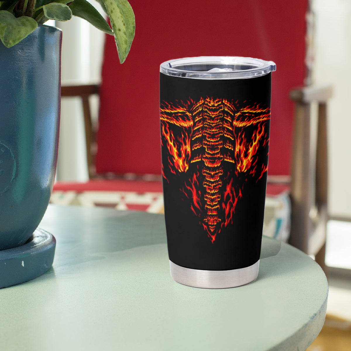 Flame Skull Tumbler Cup SKull Face Inside Me - Wonder Print Shop
