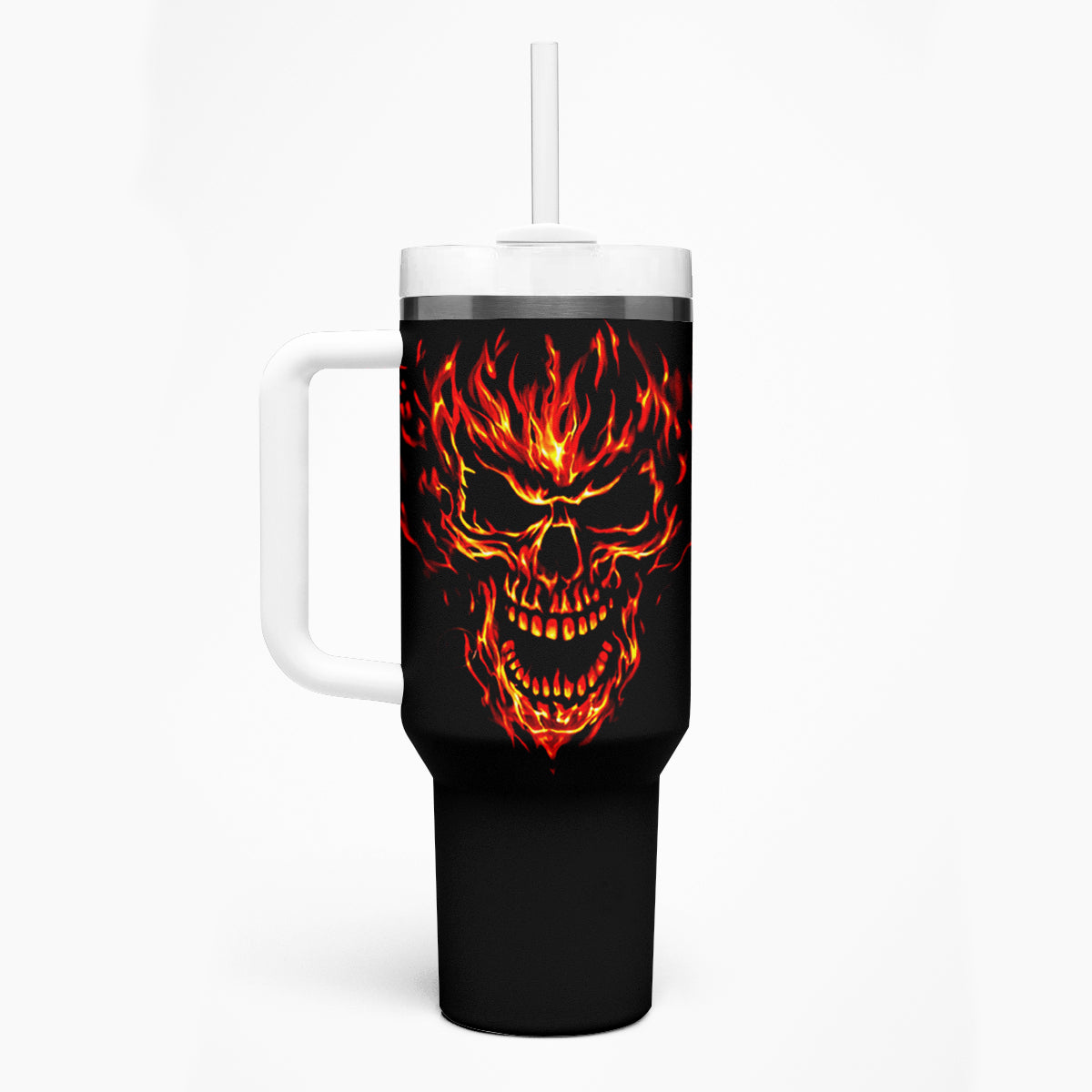 Flame Skull Tumbler With Handle SKull Face Inside Me - Wonder Print Shop