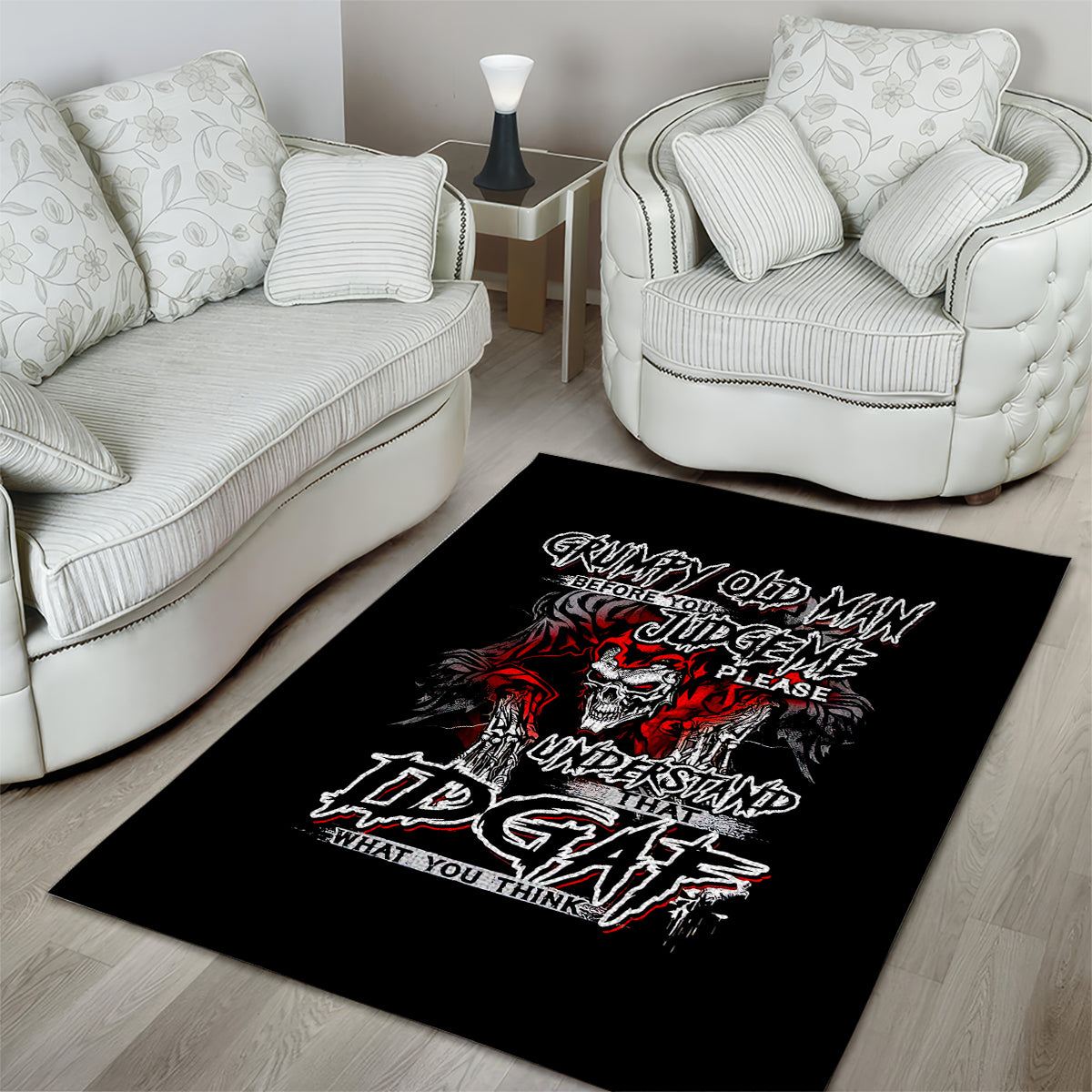Skull Area Rug Before Your Judge Me Pls Understand - Wonder Print Shop