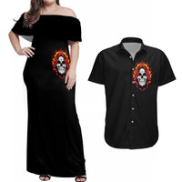 Skull Couples Matching Off Shoulder Maxi Dress and Hawaiian Shirt Before Your Judge Me Pls Understand - Wonder Print Shop