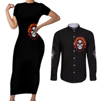 Skull Couples Matching Short Sleeve Bodycon Dress and Long Sleeve Button Shirts Before Your Judge Me Pls Understand - Wonder Print Shop