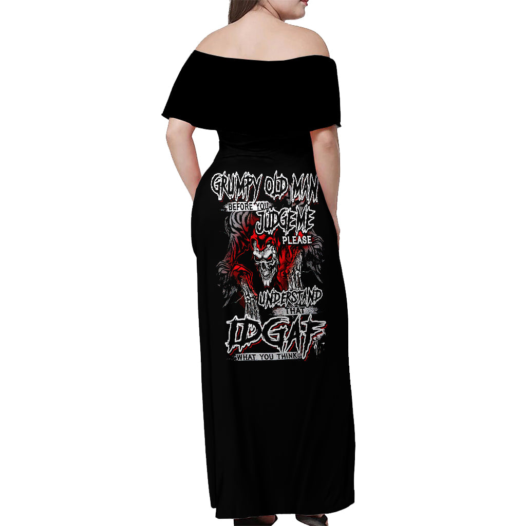 Skull Off Shoulder Maxi Dress Before Your Judge Me Pls Understand - Wonder Print Shop