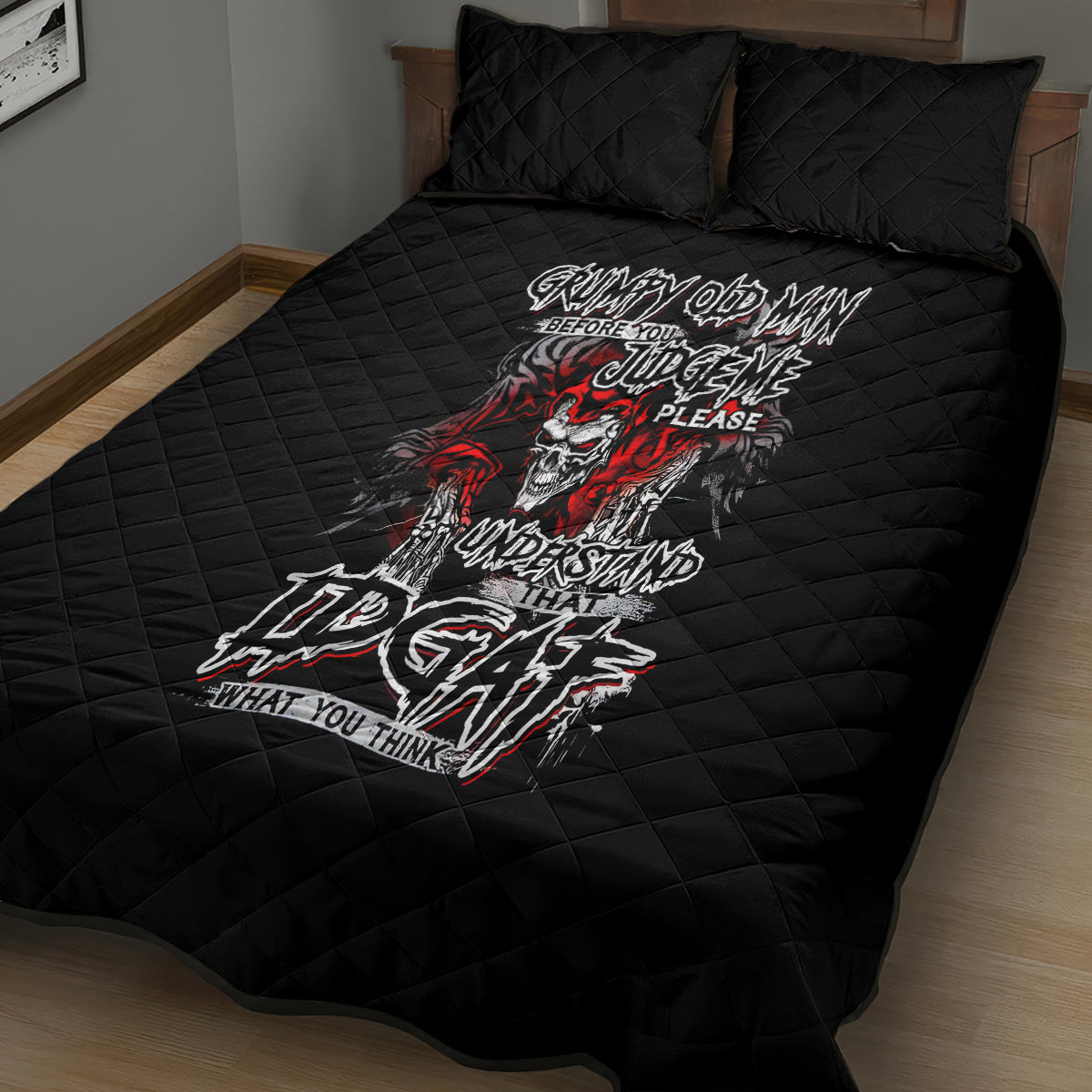 Skull Quilt Bed Set Before Your Judge Me Pls Understand - Wonder Print Shop