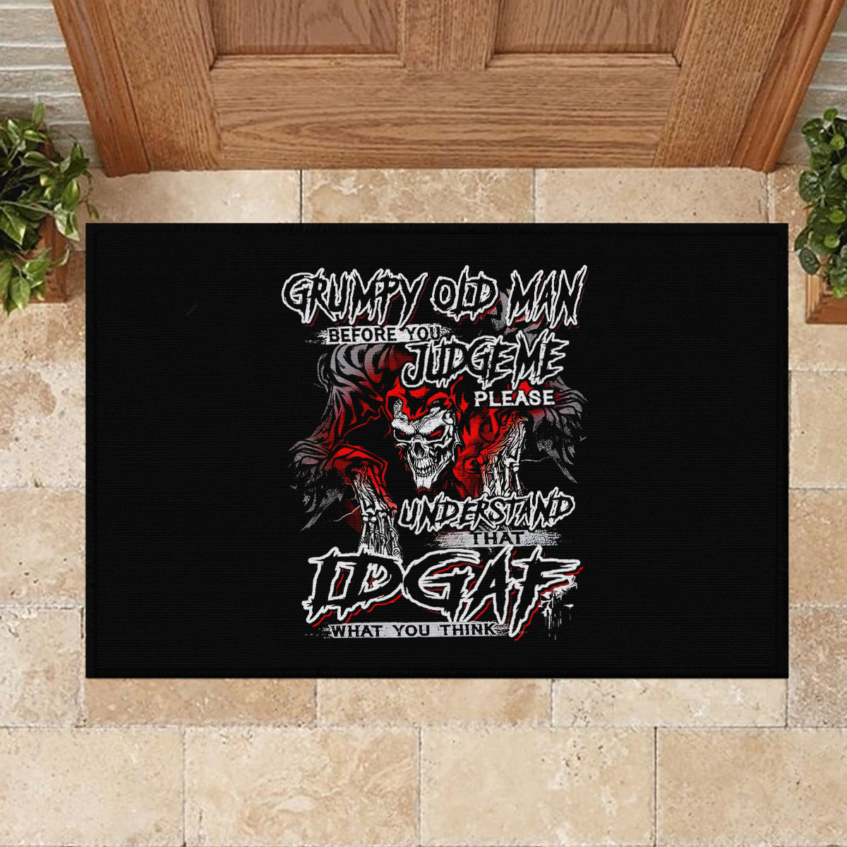 Skull Rubber Doormat Before Your Judge Me Pls Understand - Wonder Print Shop