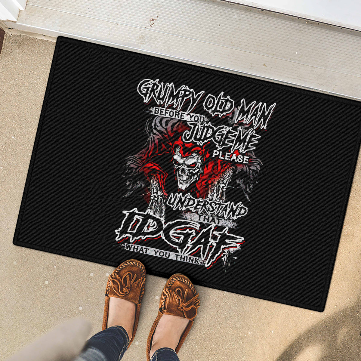 Skull Rubber Doormat Before Your Judge Me Pls Understand - Wonder Print Shop