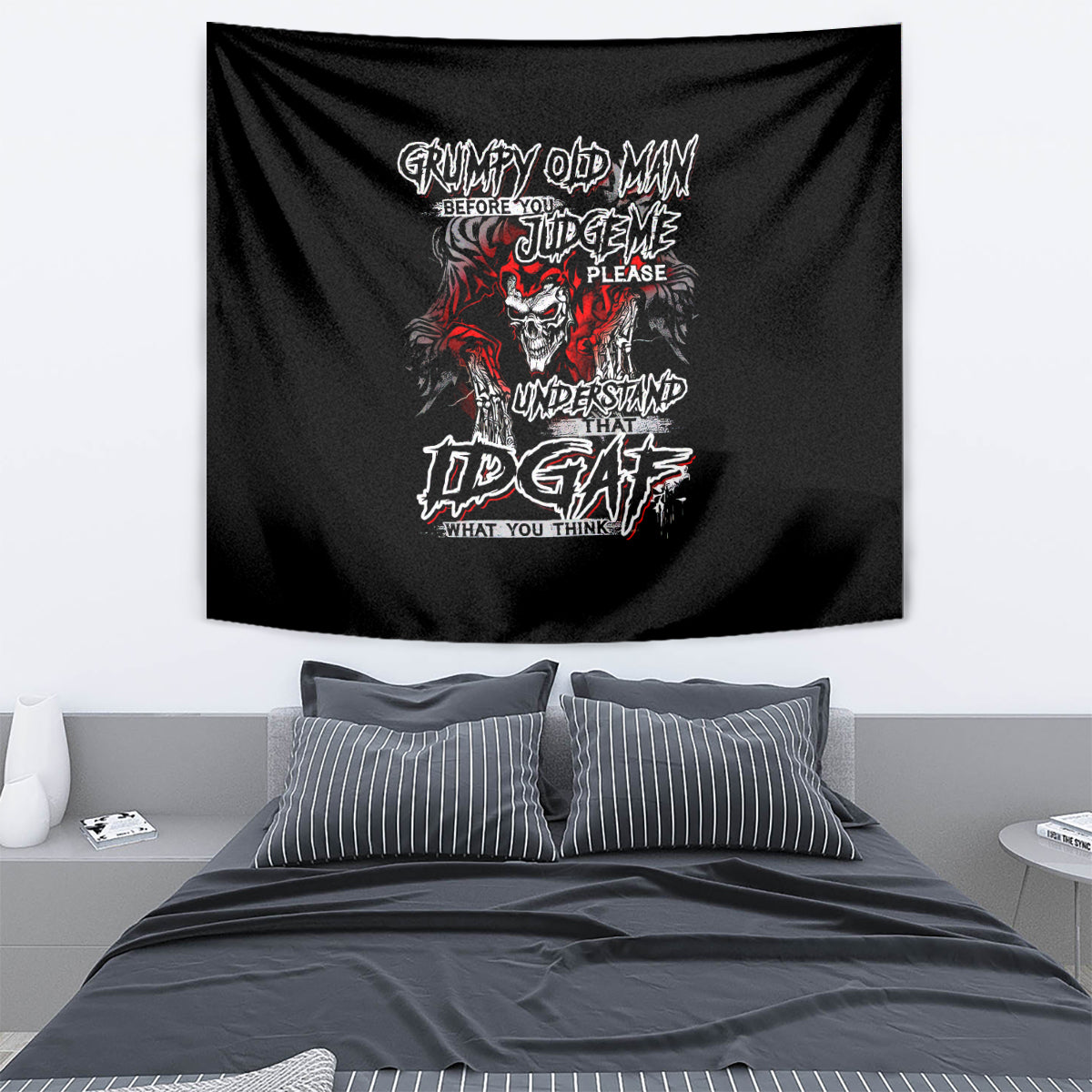 Skull Tapestry Before Your Judge Me Pls Understand - Wonder Print Shop