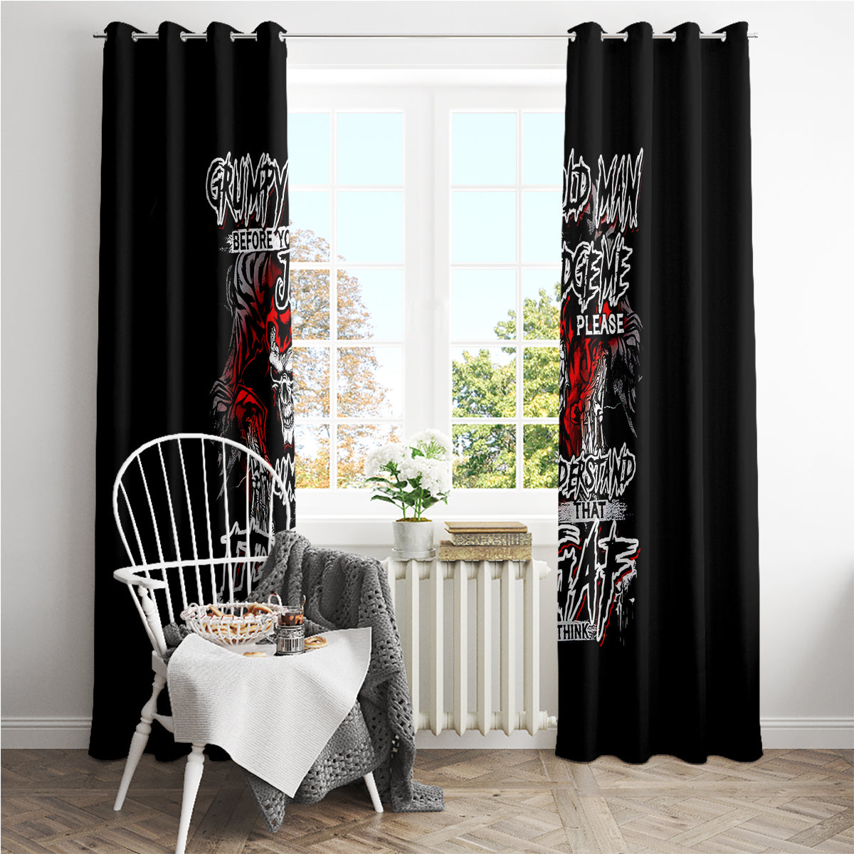 Skull Window Curtain Before Your Judge Me Pls Understand - Wonder Print Shop