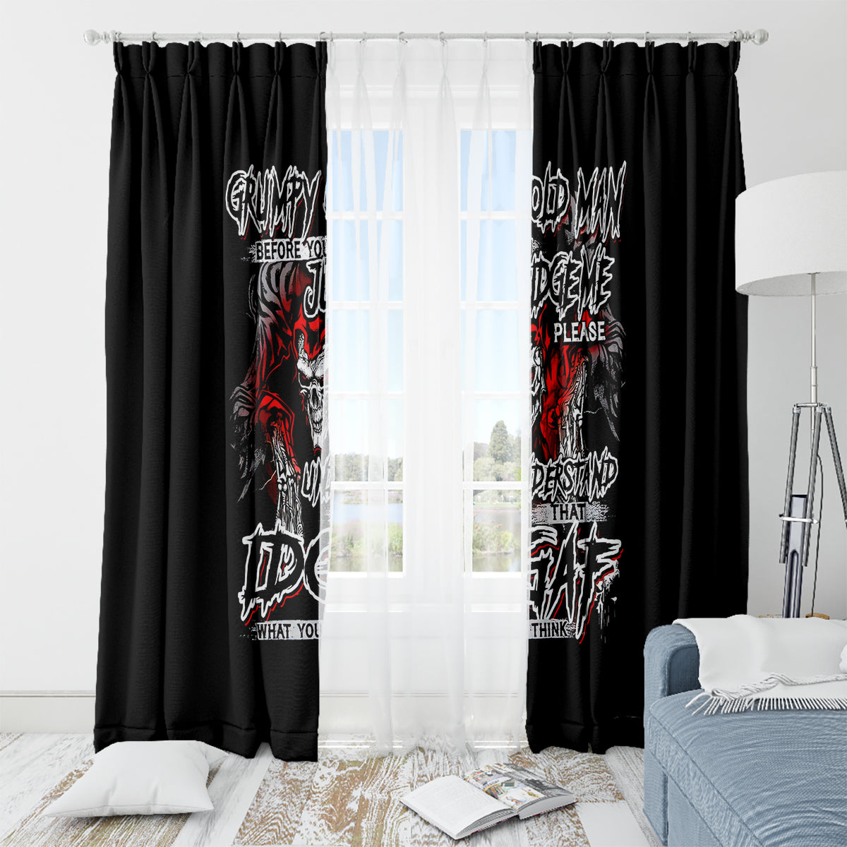 Skull Window Curtain Before Your Judge Me Pls Understand - Wonder Print Shop