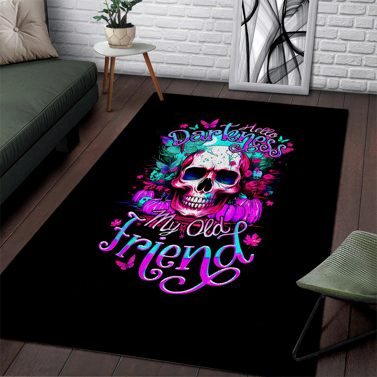 Skull Area Rug Hello Darkness My Old Friend Pinky - Wonder Print Shop