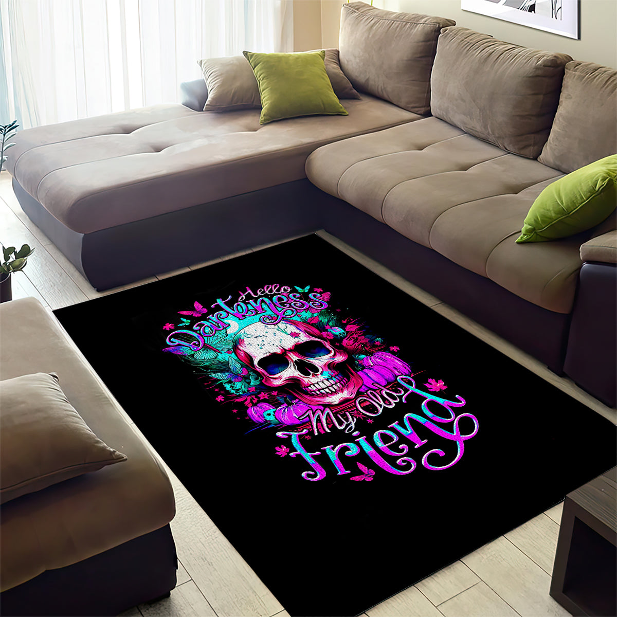 Skull Area Rug Hello Darkness My Old Friend Pinky - Wonder Print Shop
