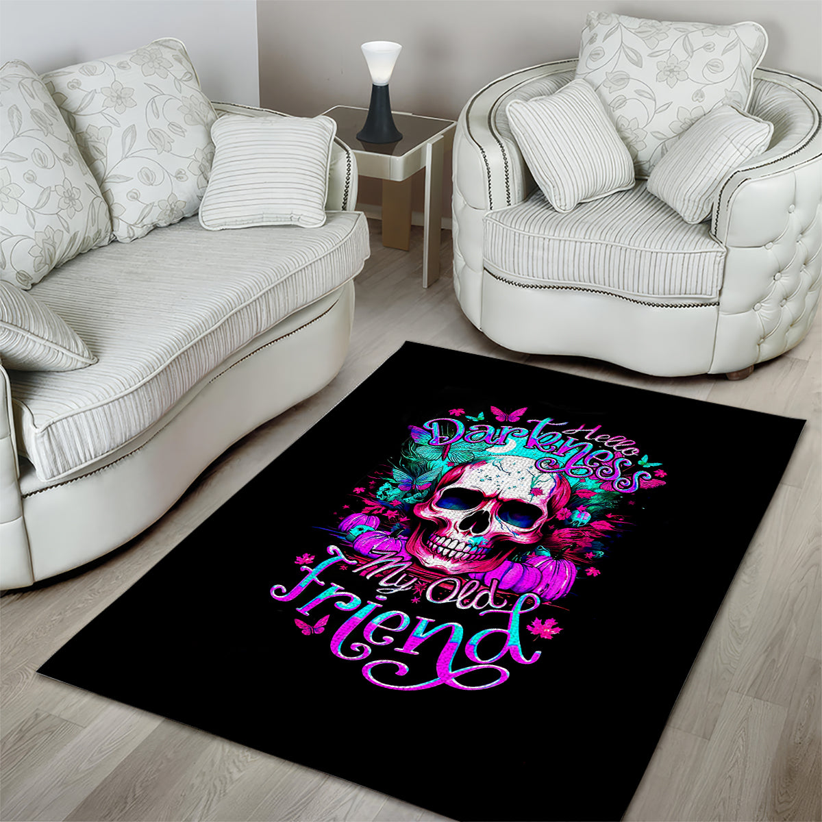 Skull Area Rug Hello Darkness My Old Friend Pinky - Wonder Print Shop