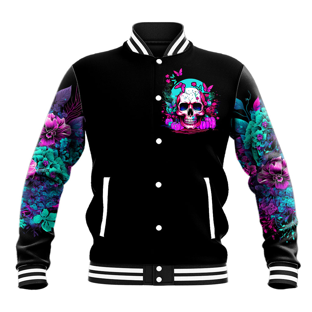 Skull Baseball Jacket Hello Darkness My Old Friend Pinky - Wonder Print Shop