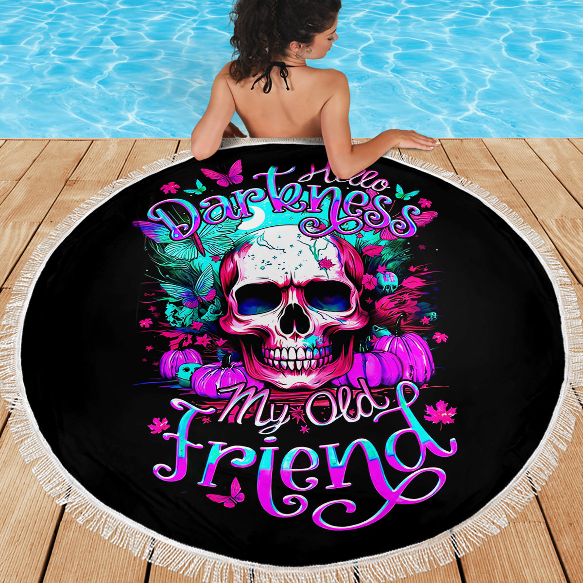 Skull Beach Blanket Hello Darkness My Old Friend Pinky - Wonder Print Shop