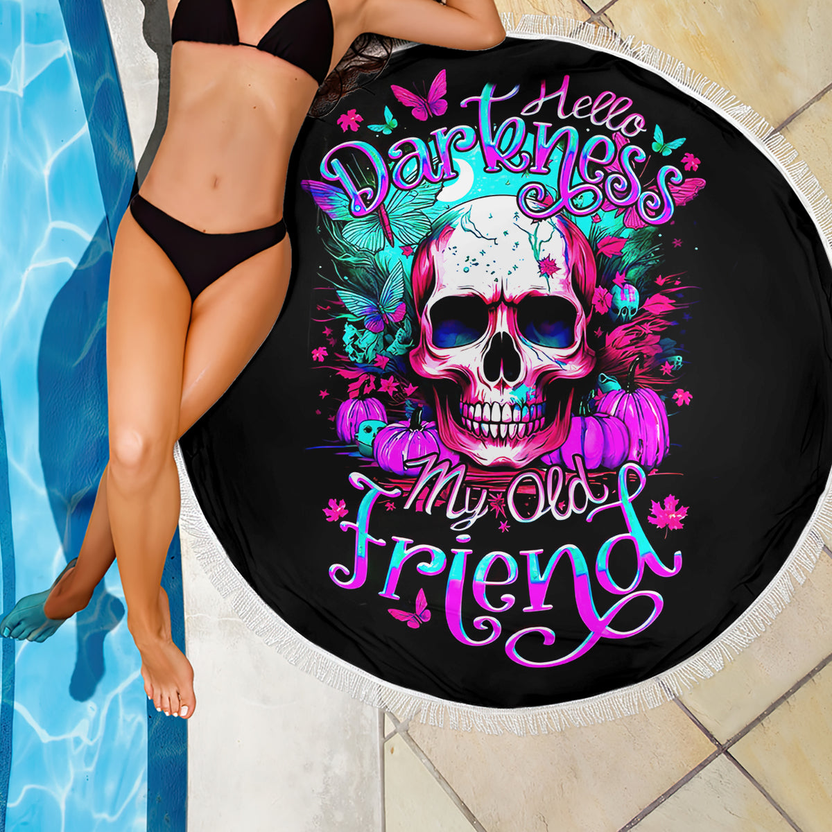Skull Beach Blanket Hello Darkness My Old Friend Pinky - Wonder Print Shop
