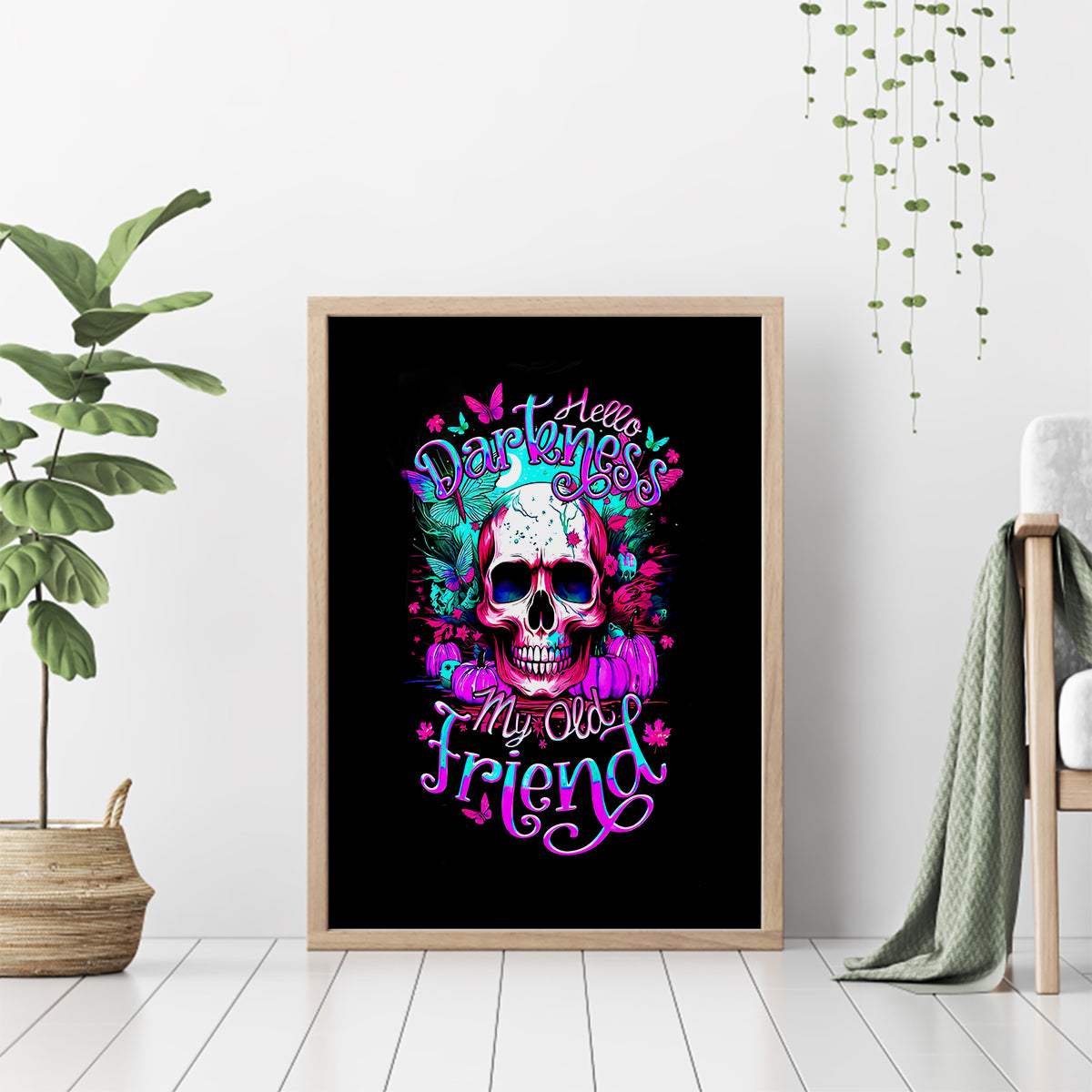 Skull Canvas Wall Art Hello Darkness My Old Friend Pinky - Wonder Print Shop