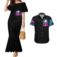 Skull Couples Matching Mermaid Dress and Hawaiian Shirt Hello Darkness My Old Friend Pinky - Wonder Print Shop