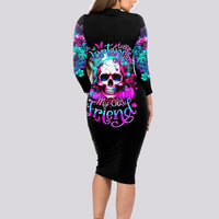 Skull Long Sleeve Bodycon Dress Hello Darkness My Old Friend Pinky - Wonder Print Shop