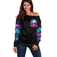 Skull Off Shoulder Sweater Hello Darkness My Old Friend Pinky - Wonder Print Shop