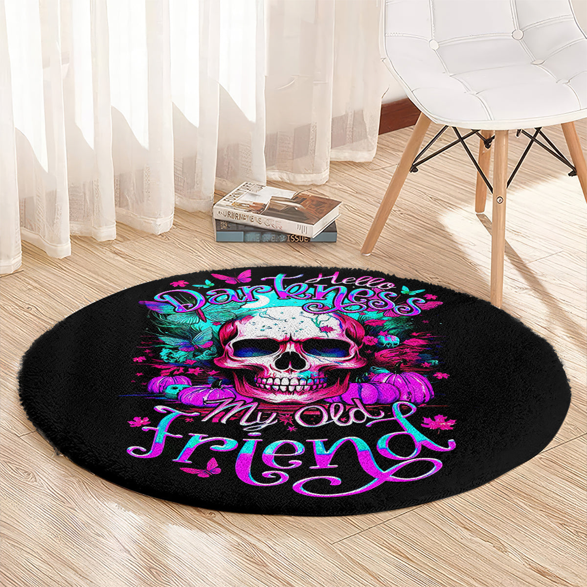 skull-round-carpet-hello-darkness-my-old-friend-pinky