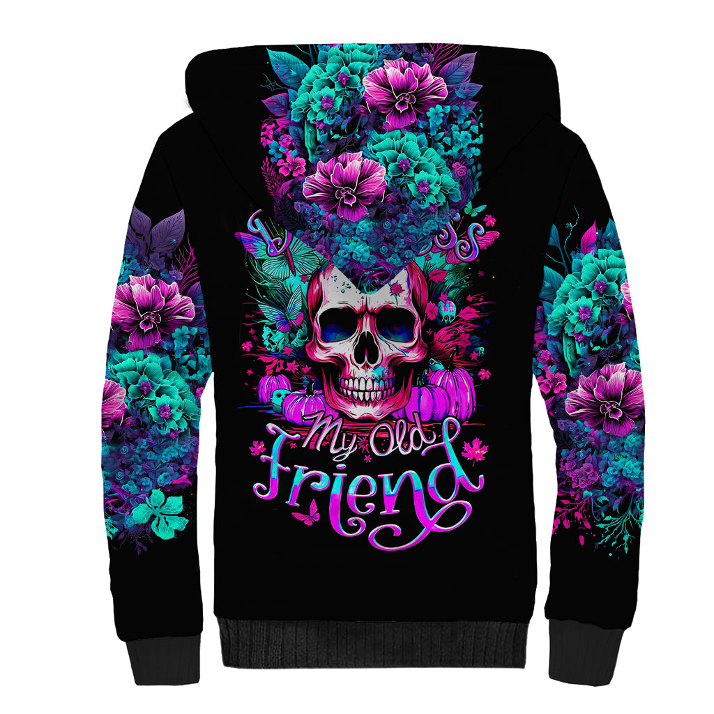Skull Sherpa Hoodie Hello Darkness My Old Friend Pinky - Wonder Print Shop