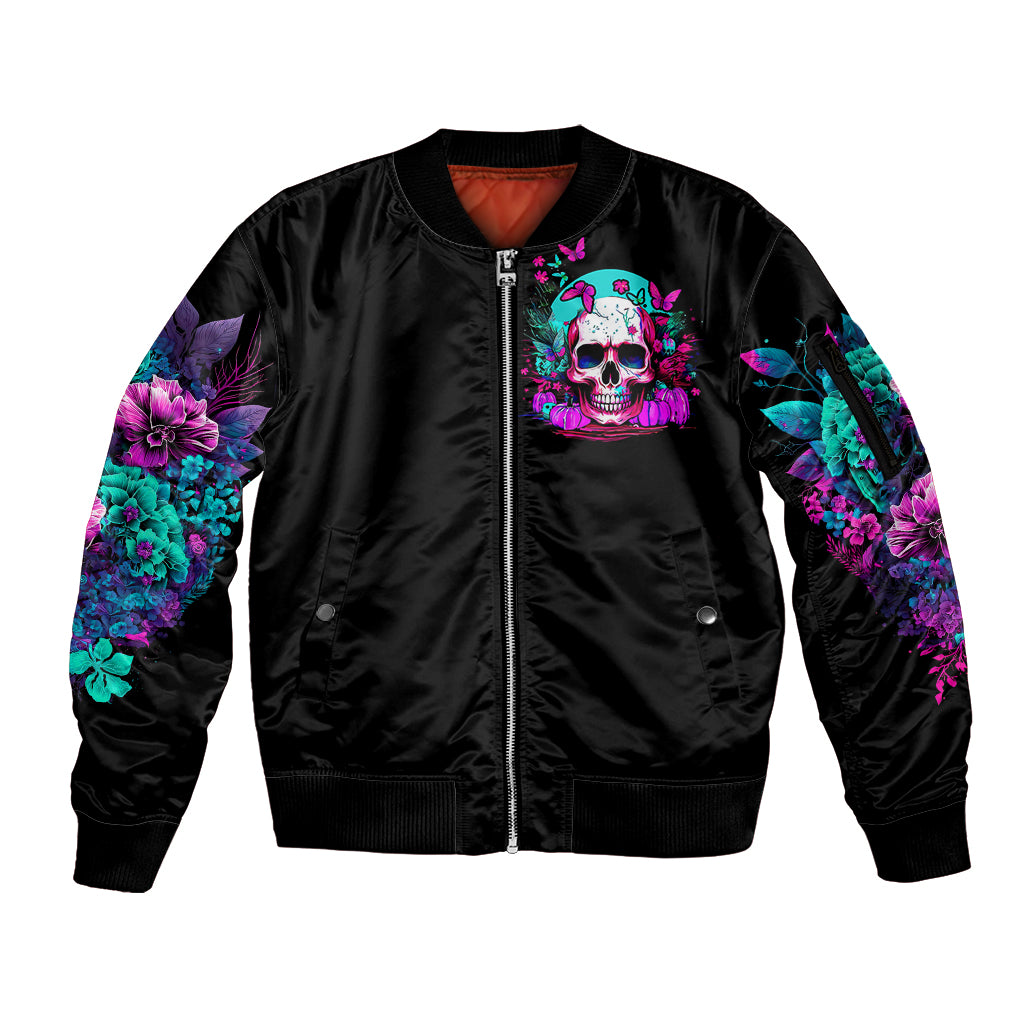 Skull Sleeve Zip Bomber Jacket Hello Darkness My Old Friend Pinky - Wonder Print Shop