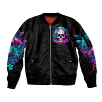 Skull Sleeve Zip Bomber Jacket Hello Darkness My Old Friend Pinky - Wonder Print Shop
