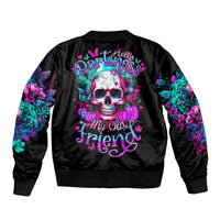 Skull Sleeve Zip Bomber Jacket Hello Darkness My Old Friend Pinky - Wonder Print Shop
