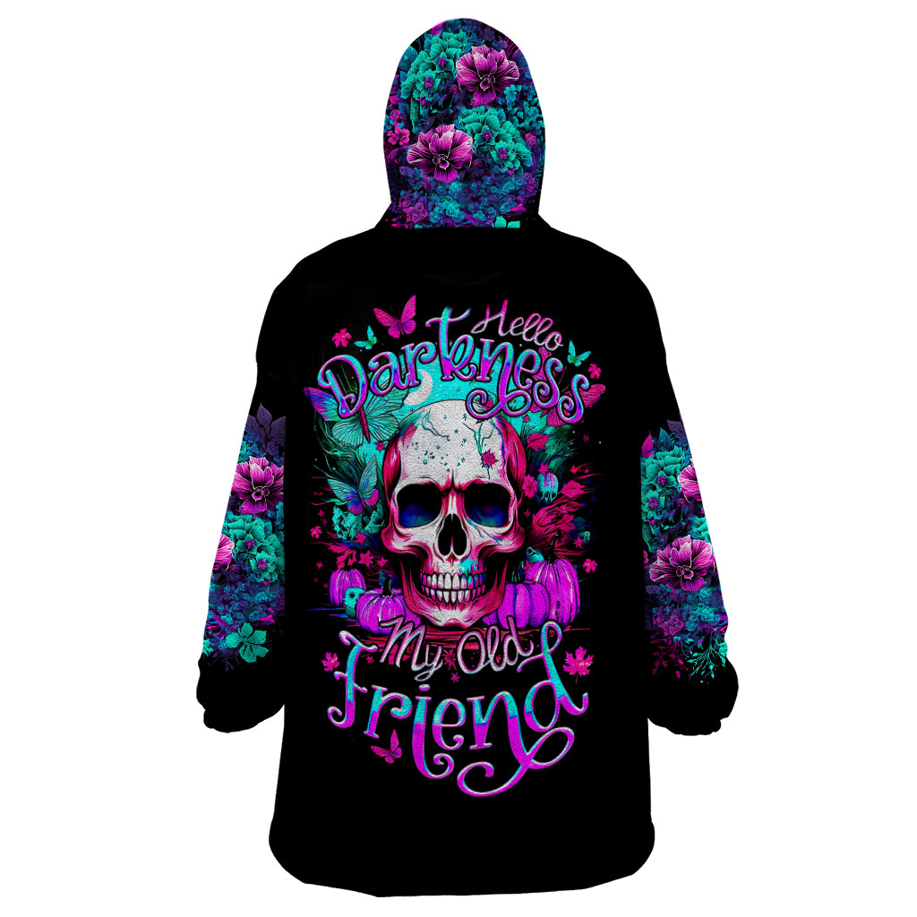 Skull Wearable Blanket Hoodie Hello Darkness My Old Friend Pinky - Wonder Print Shop