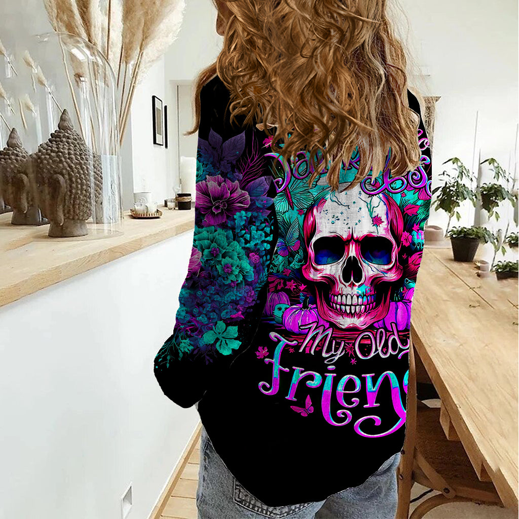 Skull Women Casual Shirt Hello Darkness My Old Friend Pinky - Wonder Print Shop