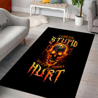 Flame Skull Area Rug I Can Fix Stupid But That Hurt - Wonder Print Shop