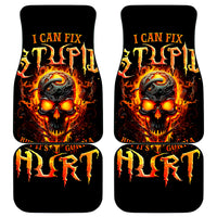 Flame Skull Car Mats I Can Fix Stupid But That Hurt - Wonder Print Shop