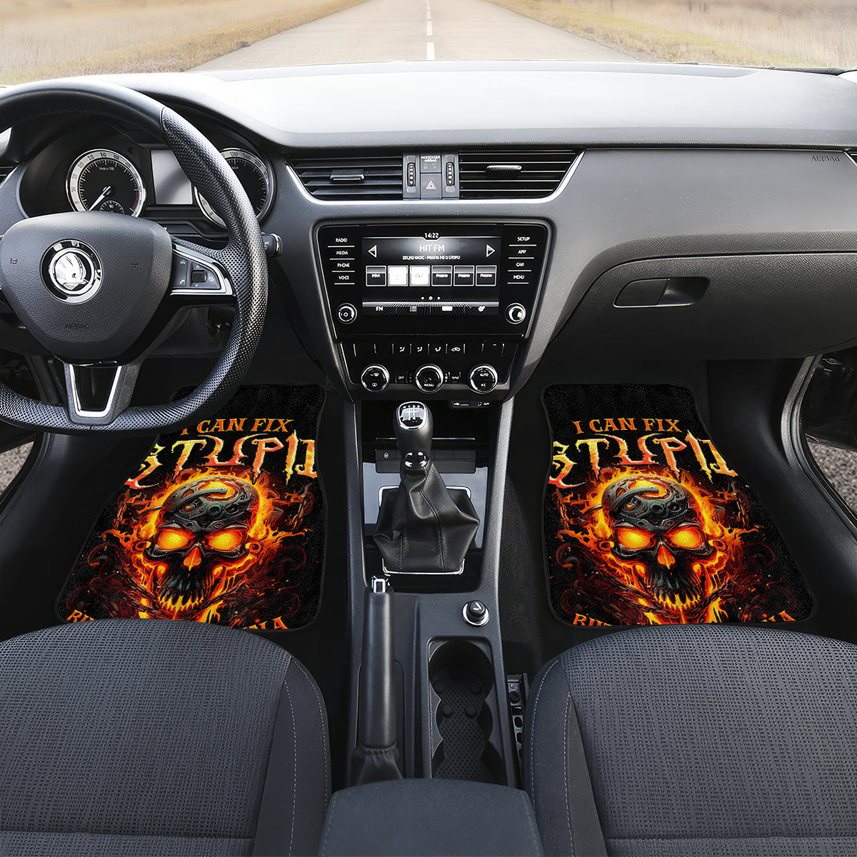 Flame Skull Car Mats I Can Fix Stupid But That Hurt - Wonder Print Shop